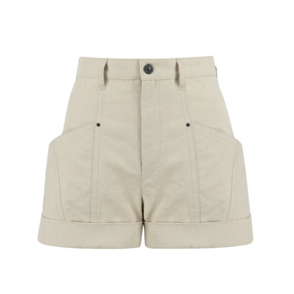 Isabel Marant Tulya Cotton Shorts Womens 36 Small 4 US Khaki Beige High Rise - Picture 14 of 14
